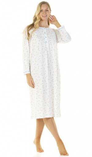 La Marquise Cuddleknit In Flower Leaf Long Sleeve Nightdress